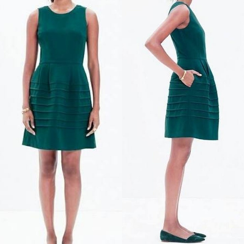 Madewell Green Fit and Flare Dress 8
